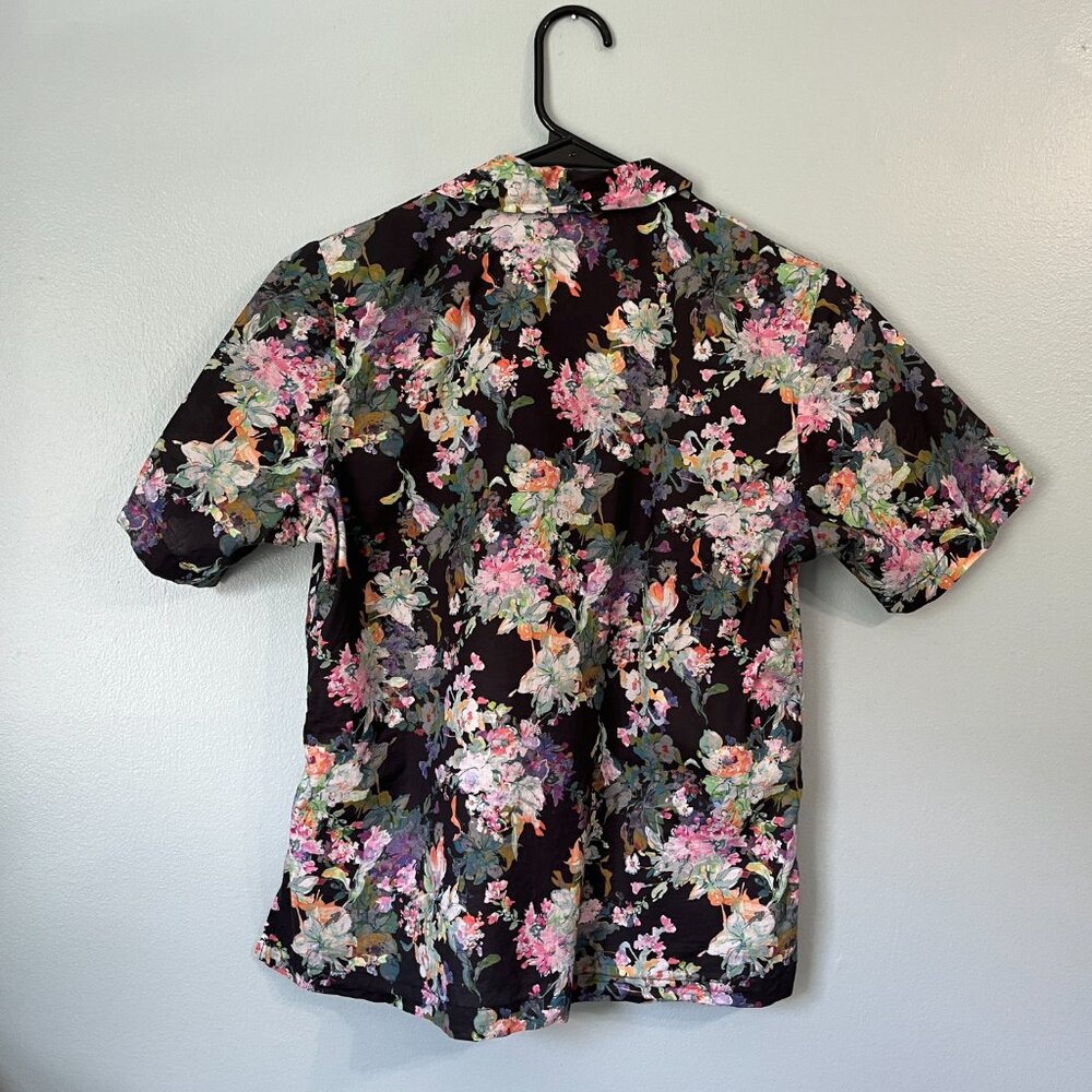 Naked and Famous Camp Collar Shirt Small SS21 Flower Painting - Black - Picture 5 of 8